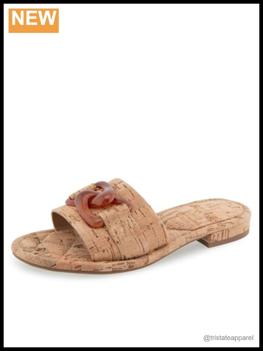 Cork Flat Slide Sandals Ankle Strap Open Round Toe Slip On Casual